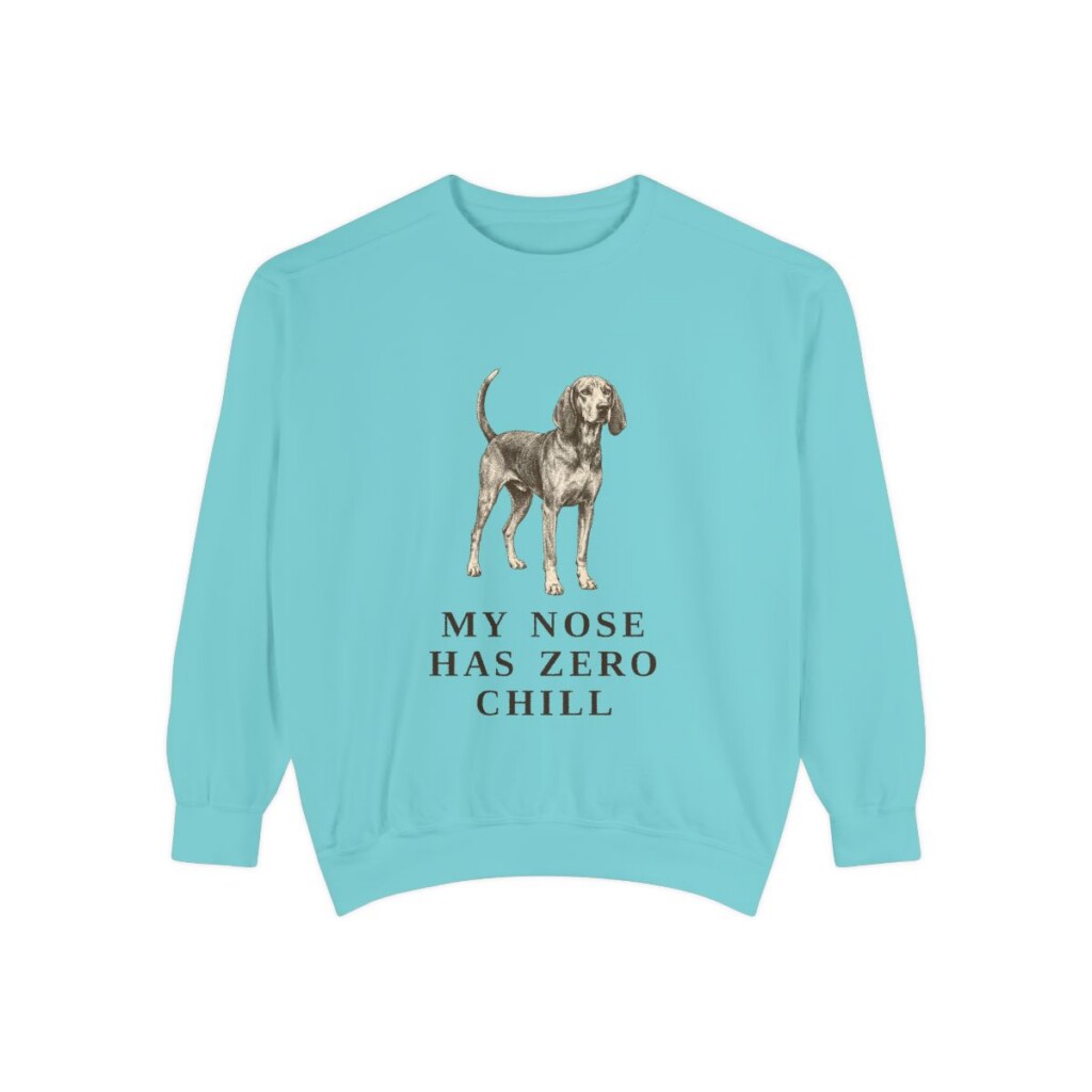 American English Coonhound Humor Sweatshirt, Chalky Mint, front view