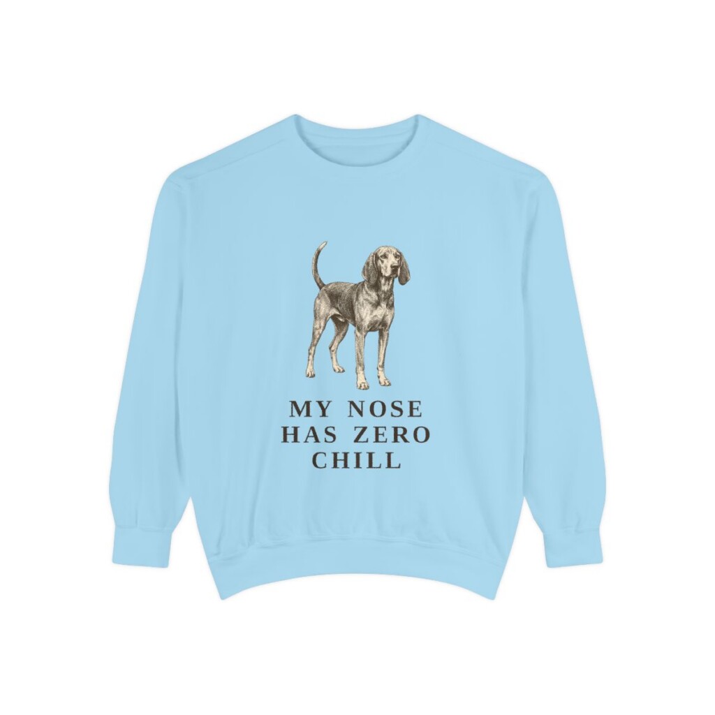 American English Coonhound Humor Sweatshirt, Chambray, front view