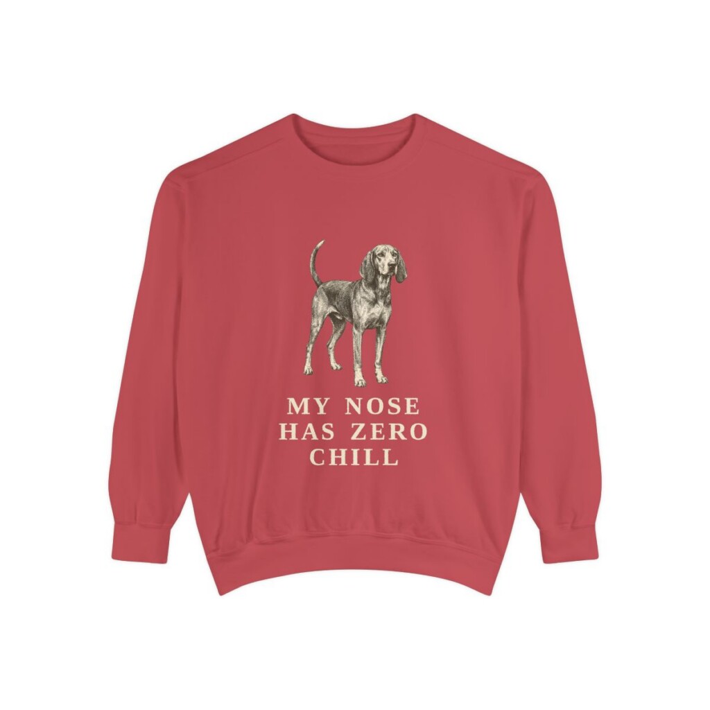 American English Coonhound Humor Sweatshirt, Crimson, front view
