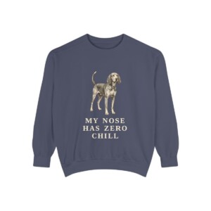 American English Coonhound Humor Sweatshirt, Denim, front view