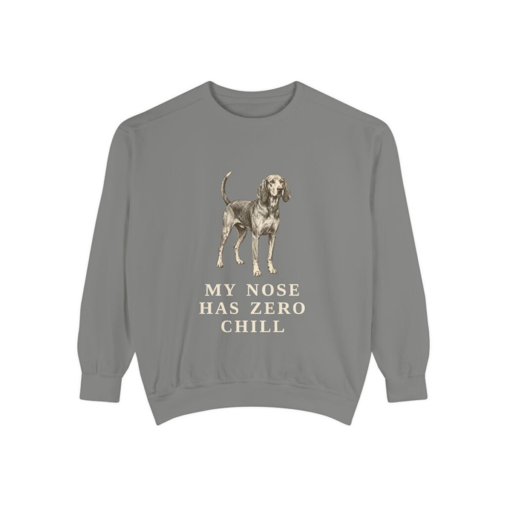 American English Coonhound Humor Sweatshirt, Grey, front view