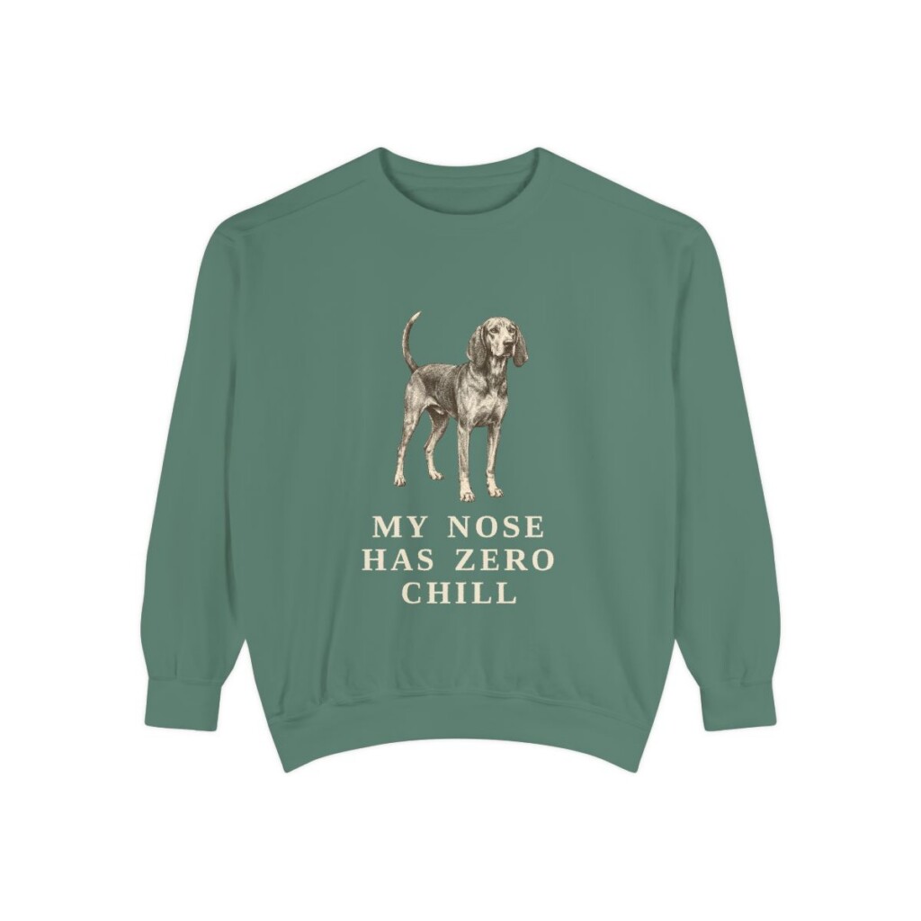 American English Coonhound Humor Sweatshirt, Light Green, front view