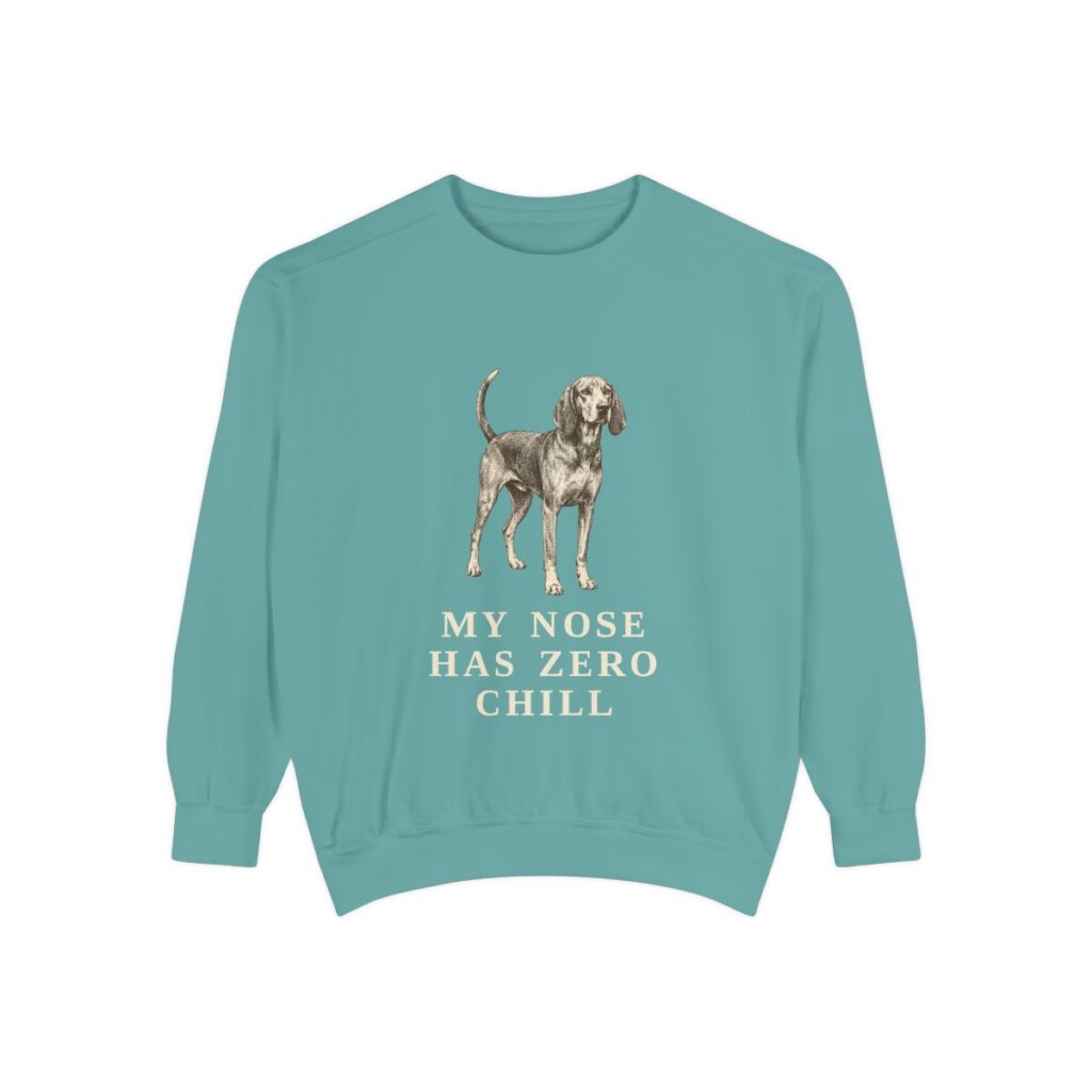 American English Coonhound Humor Sweatshirt, Seafoam, front view