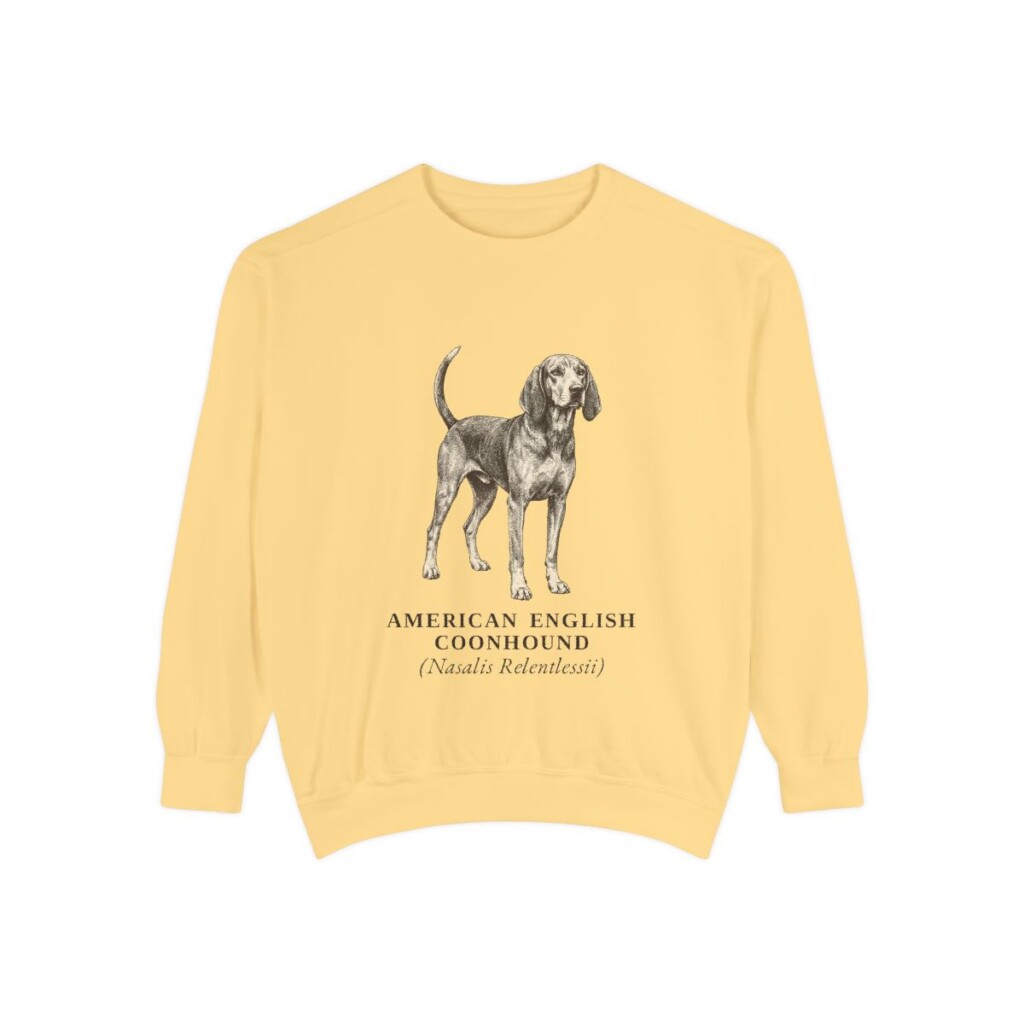 American English Coonhound Latin Sweatshirt, Butter, front view
