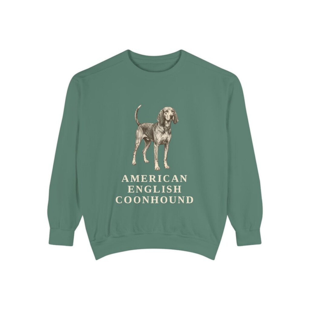 American English Coonhound Sweatshirt, Light Green, front view