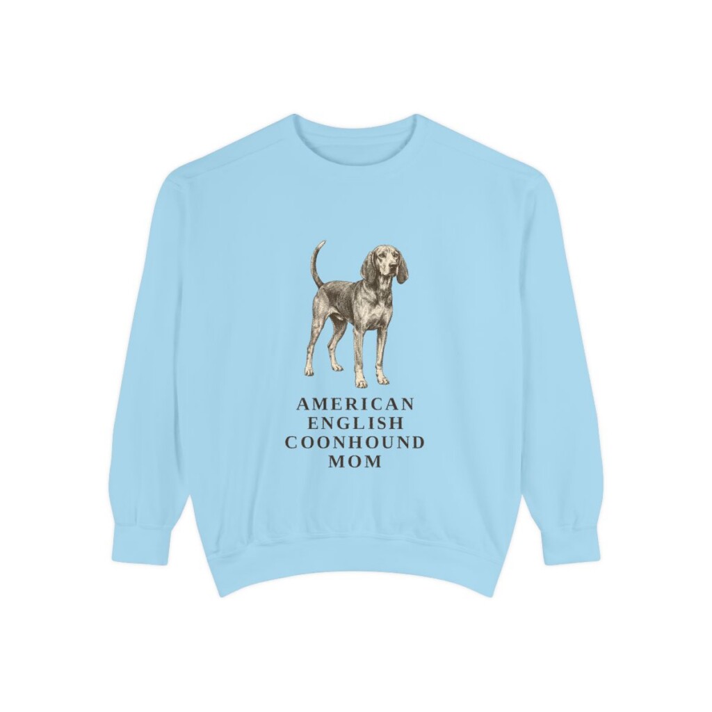 American English Coonhound Mom Sweatshirt, Chambray, front view