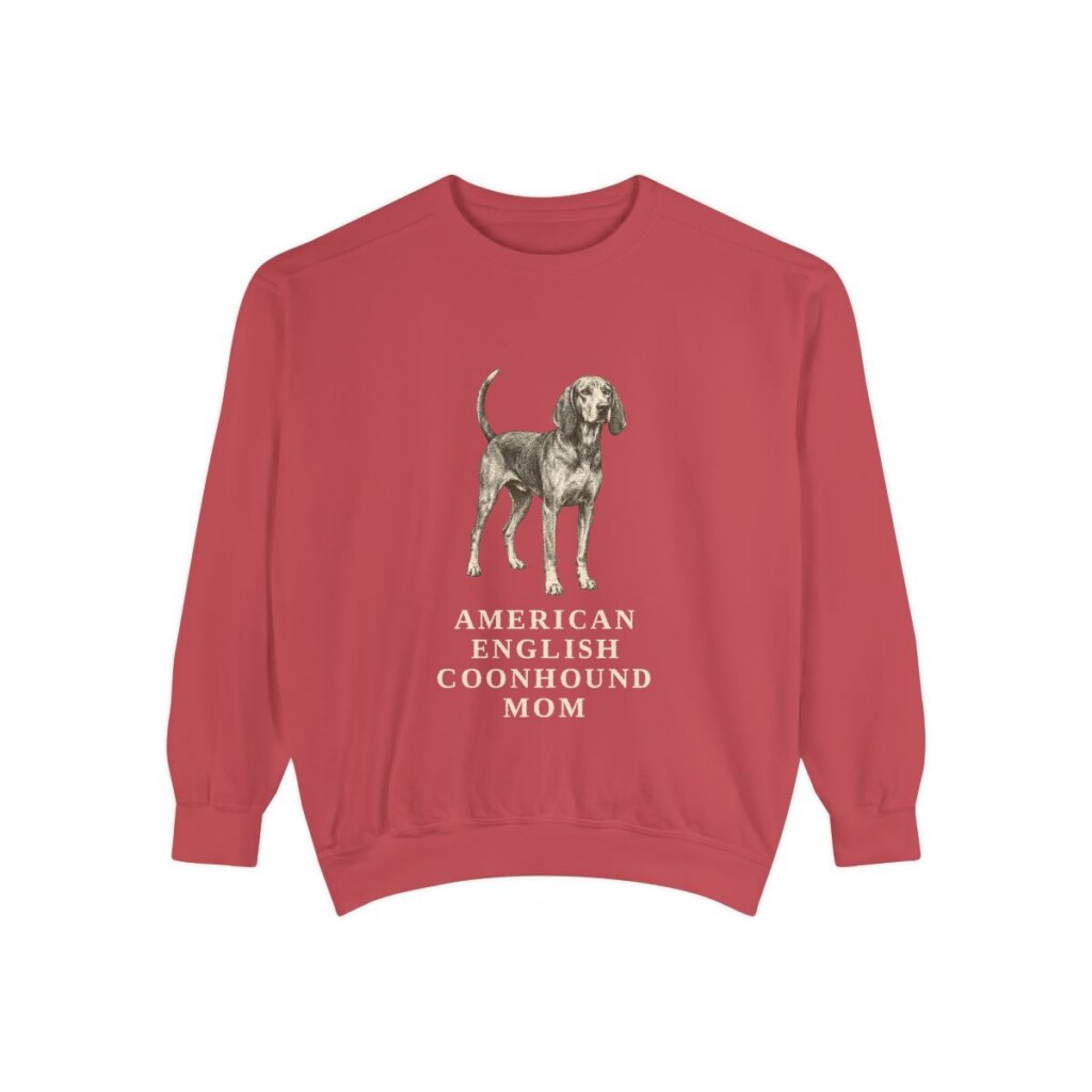 American English Coonhound Mom Sweatshirt, Crimson, front view