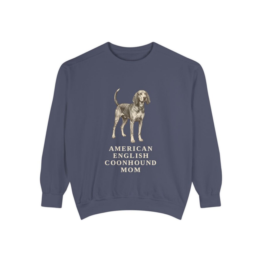 American English Coonhound Mom Sweatshirt, Denim, front view