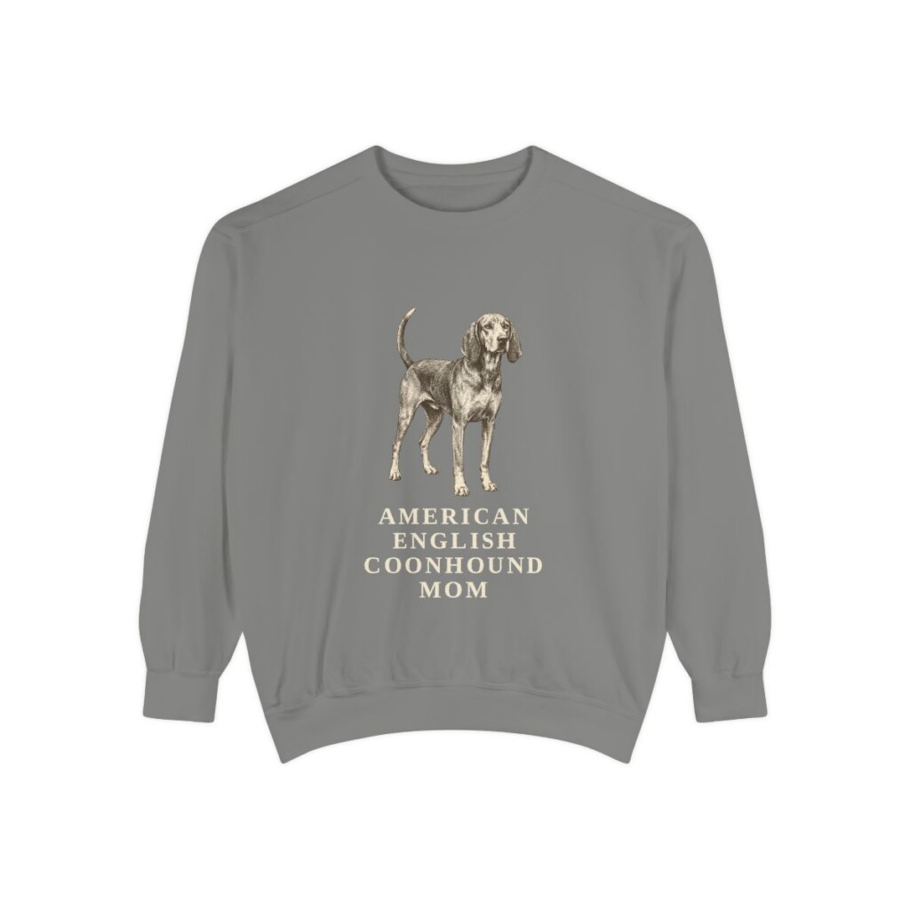 American English Coonhound Mom Sweatshirt, Grey, front view