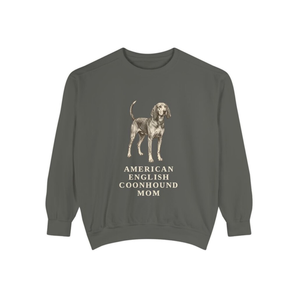 American English Coonhound Mom Sweatshirt, Pepper, front view