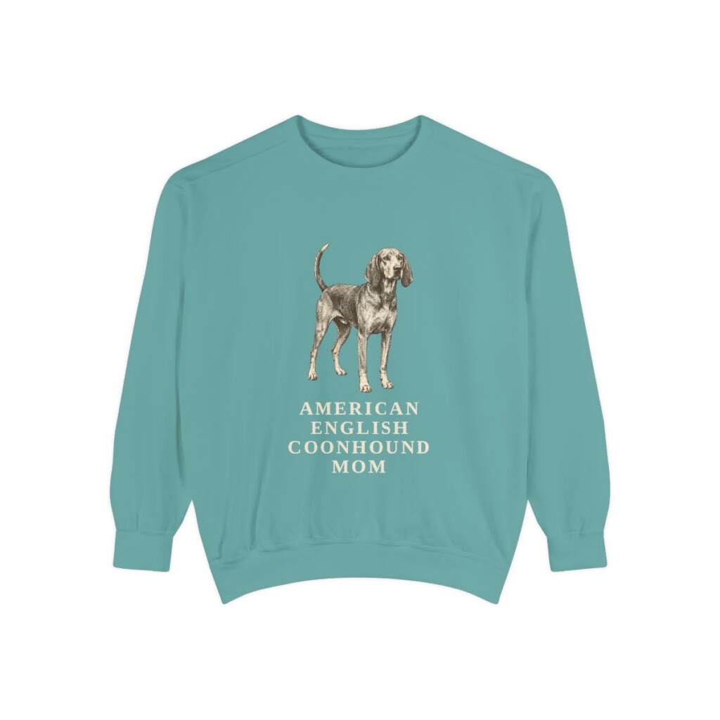 American English Coonhound Mom Sweatshirt, Seafoam, front view