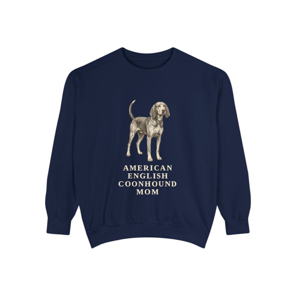 American English Coonhound Mom Sweatshirt, True Navy, front view