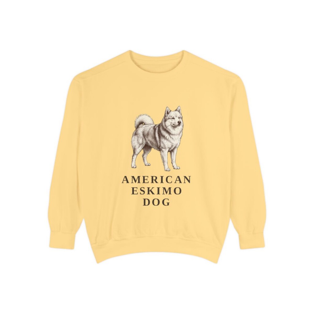 american-eskimo-dog-sweatshirt-butter American Eskimo Dog Sweatshirt, Butter, front view
