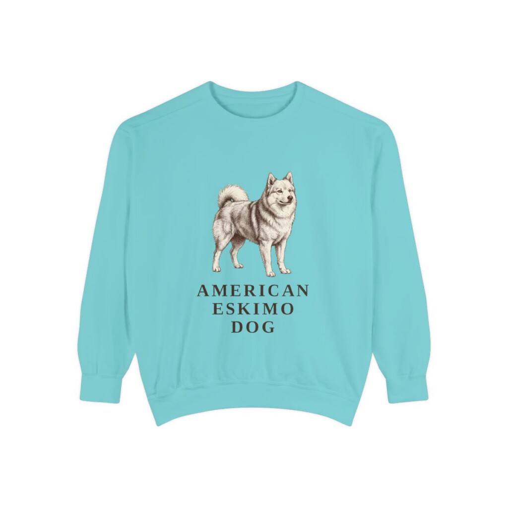 american-eskimo-dog-sweatshirt-chalky-mint American Eskimo Dog Sweatshirt, Chalky Mint, front view