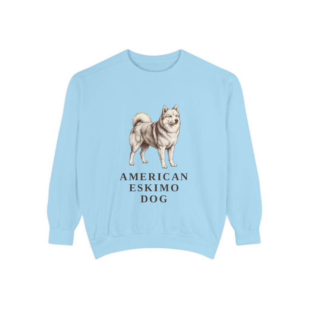 american-eskimo-dog-sweatshirt-chambray American Eskimo Dog Sweatshirt, Chambray, front view