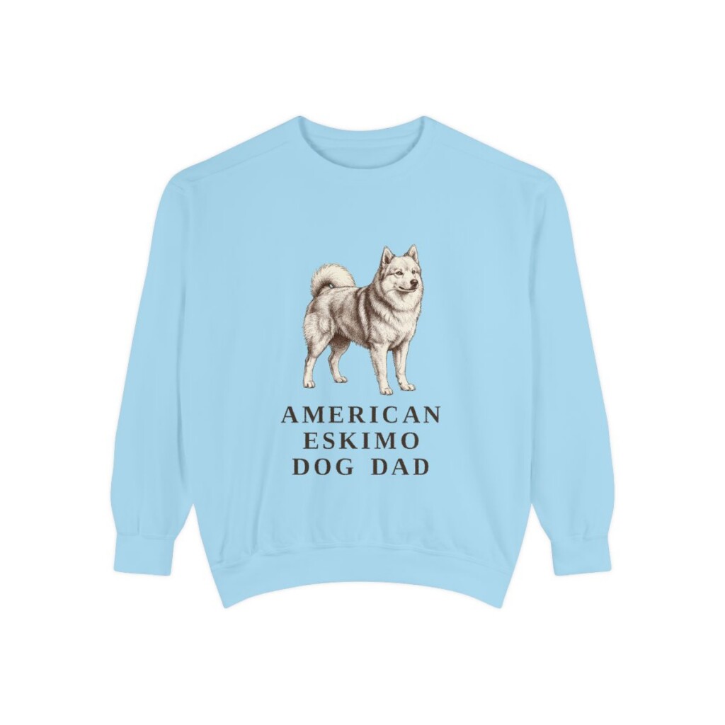American Eskimo Dog Dad Sweatshirt, Chambray, front view