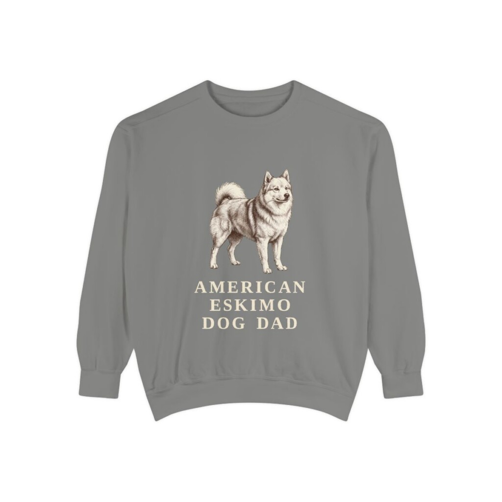 American Eskimo Dog Dad Sweatshirt, Grey, front view