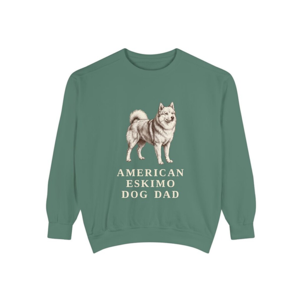 American Eskimo Dog Dad Sweatshirt, Light Green, front view