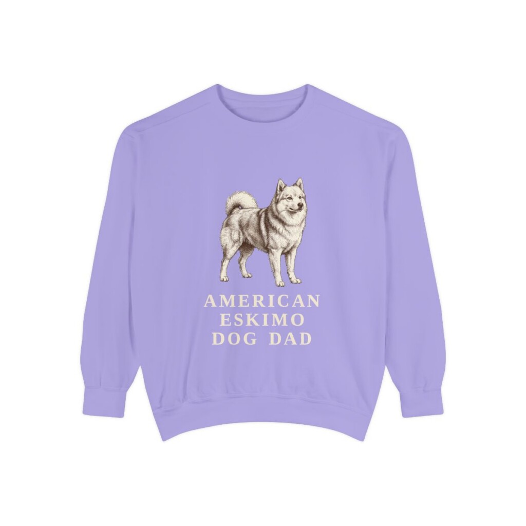 American Eskimo Dog Dad Sweatshirt, Violet, front view