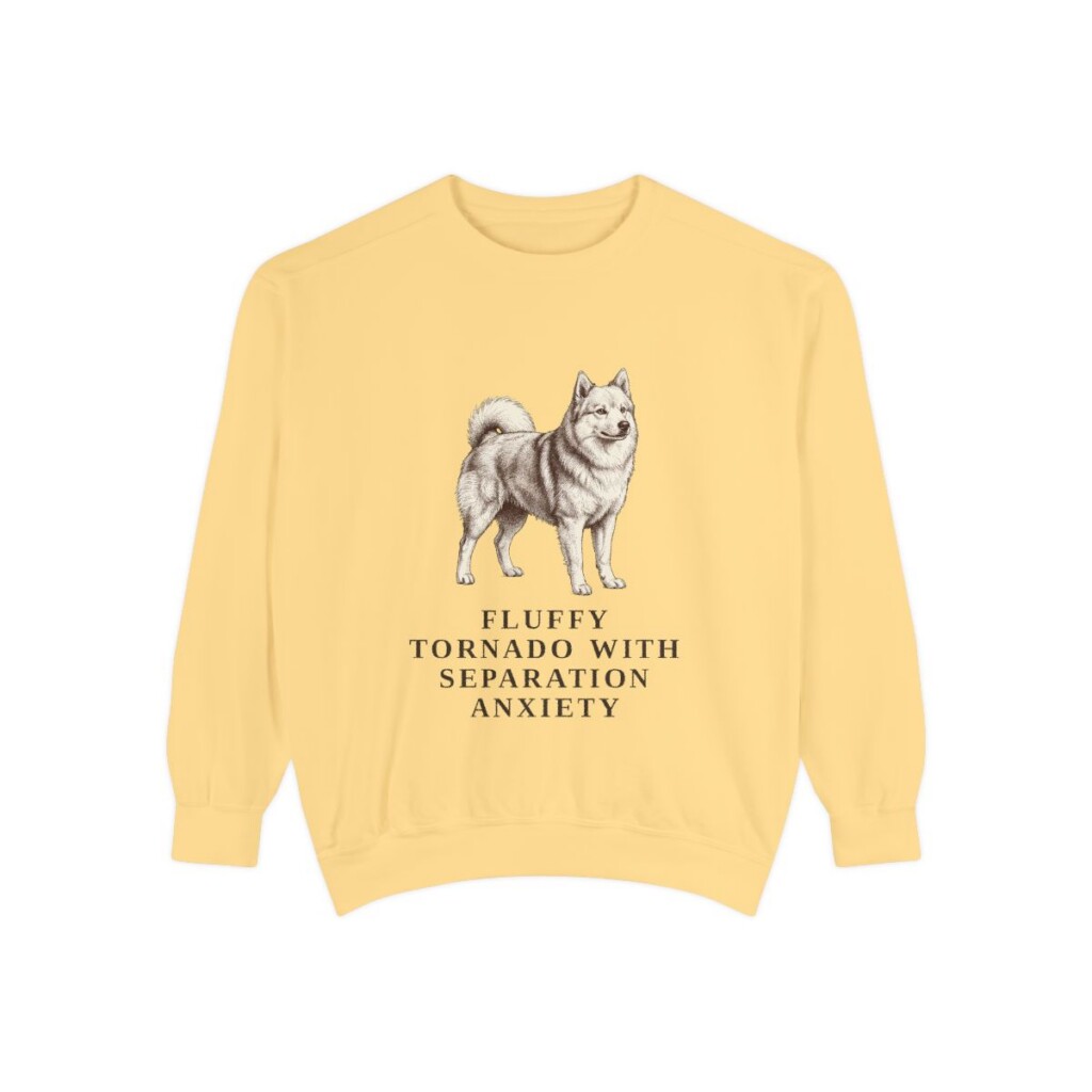 american-eskimo-dog-sweatshirt-humor-butter American Eskimo Dog Humor Sweatshirt, Butter, front view