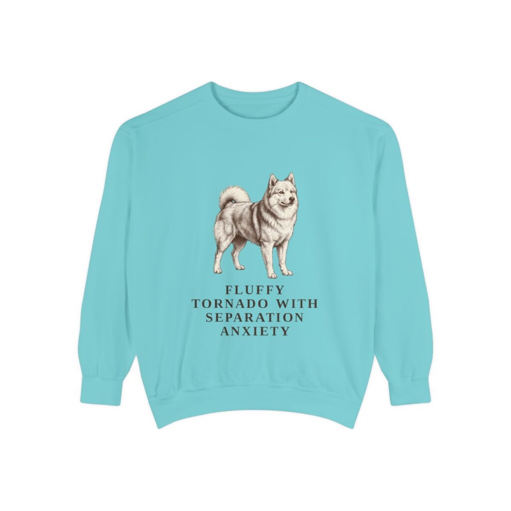 american-eskimo-dog-sweatshirt-humor-chalky-mint American Eskimo Dog Humor Sweatshirt, Chalky Mint, front view