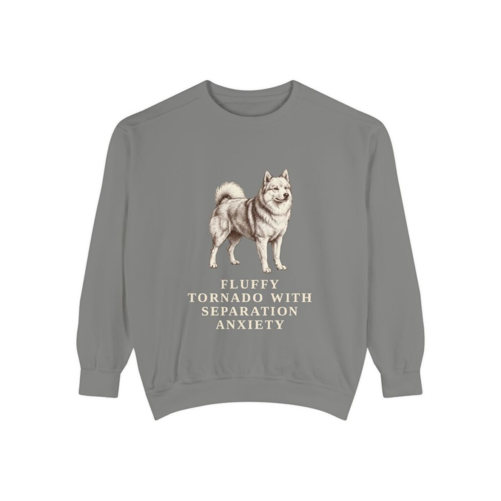 american-eskimo-dog-sweatshirt-humor-grey American Eskimo Dog Humor Sweatshirt, Grey, front view
