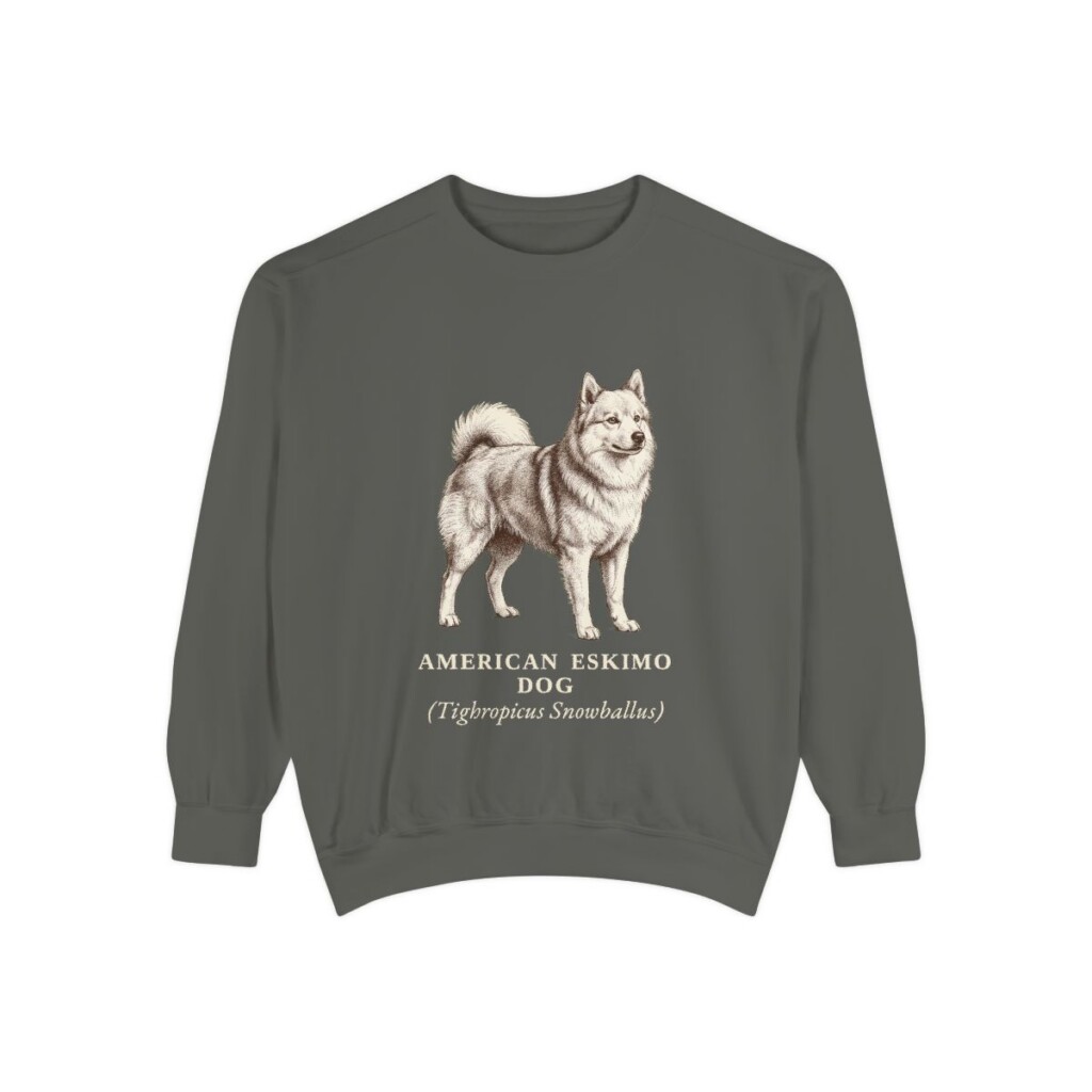 American Eskimo Dog Latin Sweatshirt, Pepper, front view