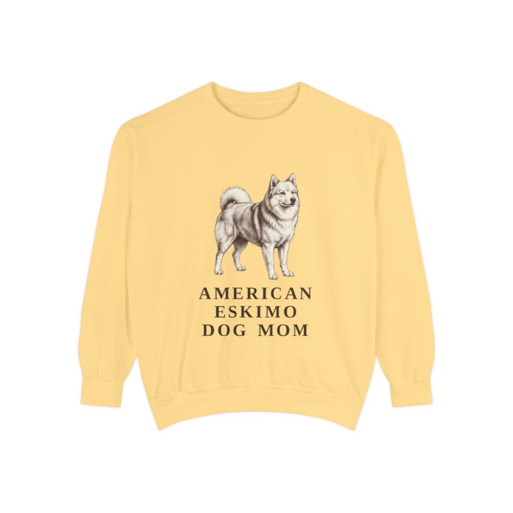 American Eskimo Dog Mom Sweatshirt, Butter, front view