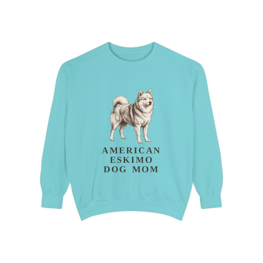 American Eskimo Dog Mom Sweatshirt, Chalky Mint, front view