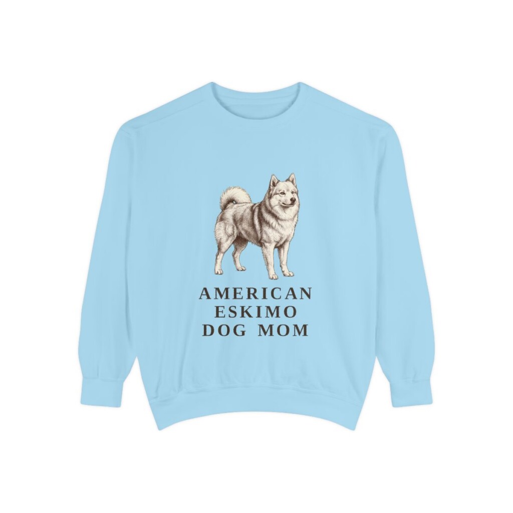 American Eskimo Dog Mom Sweatshirt, Chambray, front view