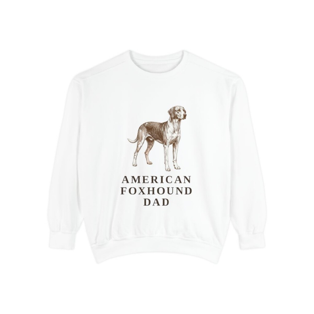 american-foxhound-sweatshirt-dad-white American Foxhound Dad Sweatshirt, White, front view