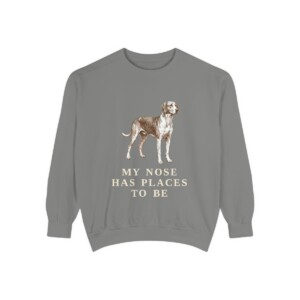 American Foxhound Humor Sweatshirt, Grey, front view