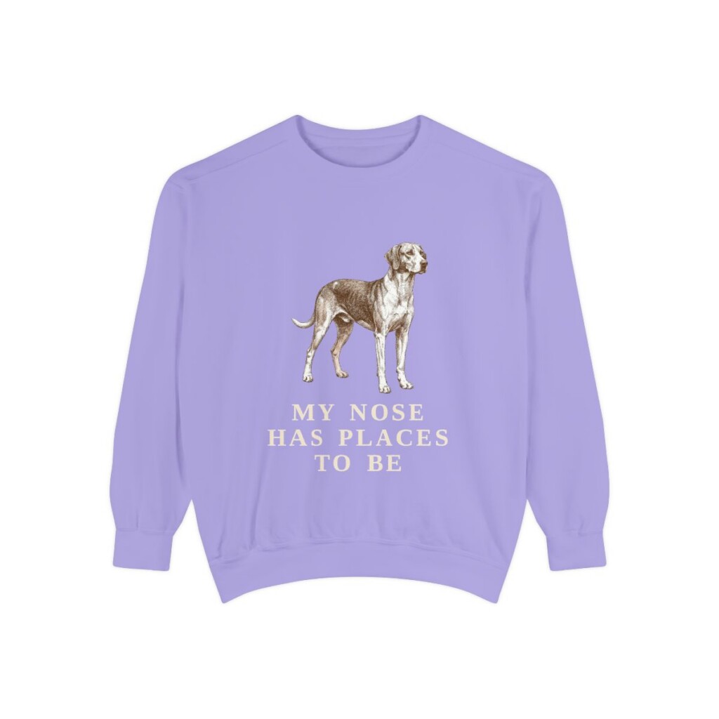 American Foxhound Humor Sweatshirt, Violet, front view