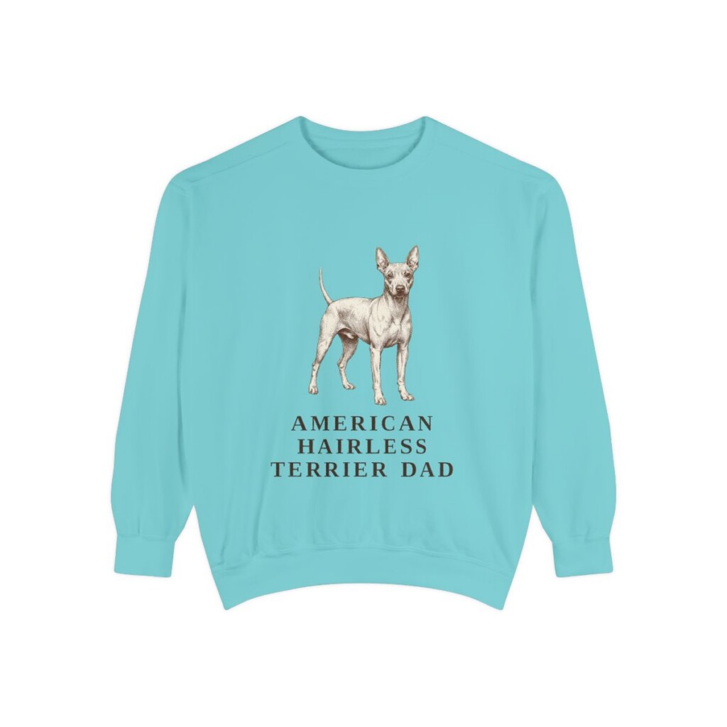 American Hairless Terrier Dad Sweatshirt, Chalky Mint, front view