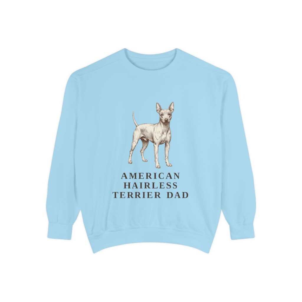American Hairless Terrier Dad Sweatshirt, Chambray, front view