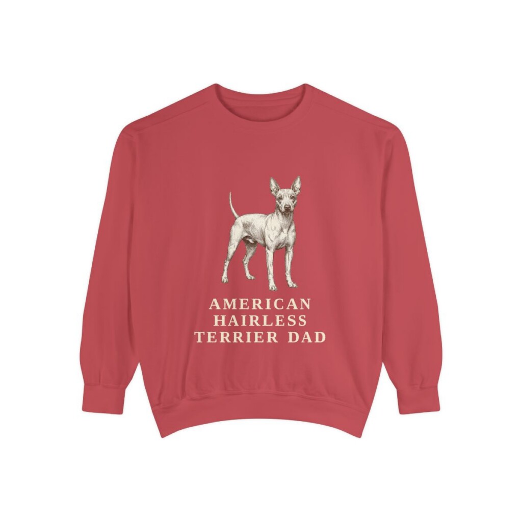 American Hairless Terrier Dad Sweatshirt, Crimson, front view