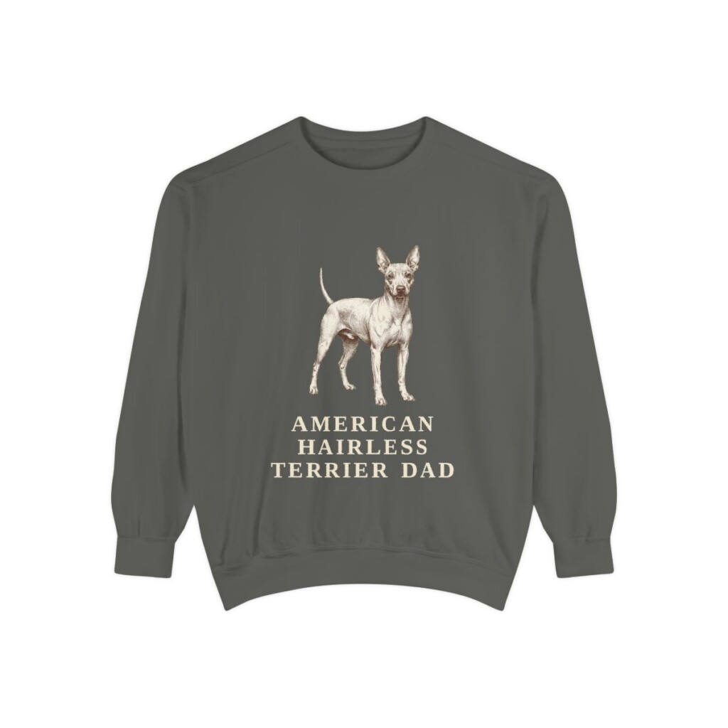 American Hairless Terrier Dad Sweatshirt, Pepper, front view
