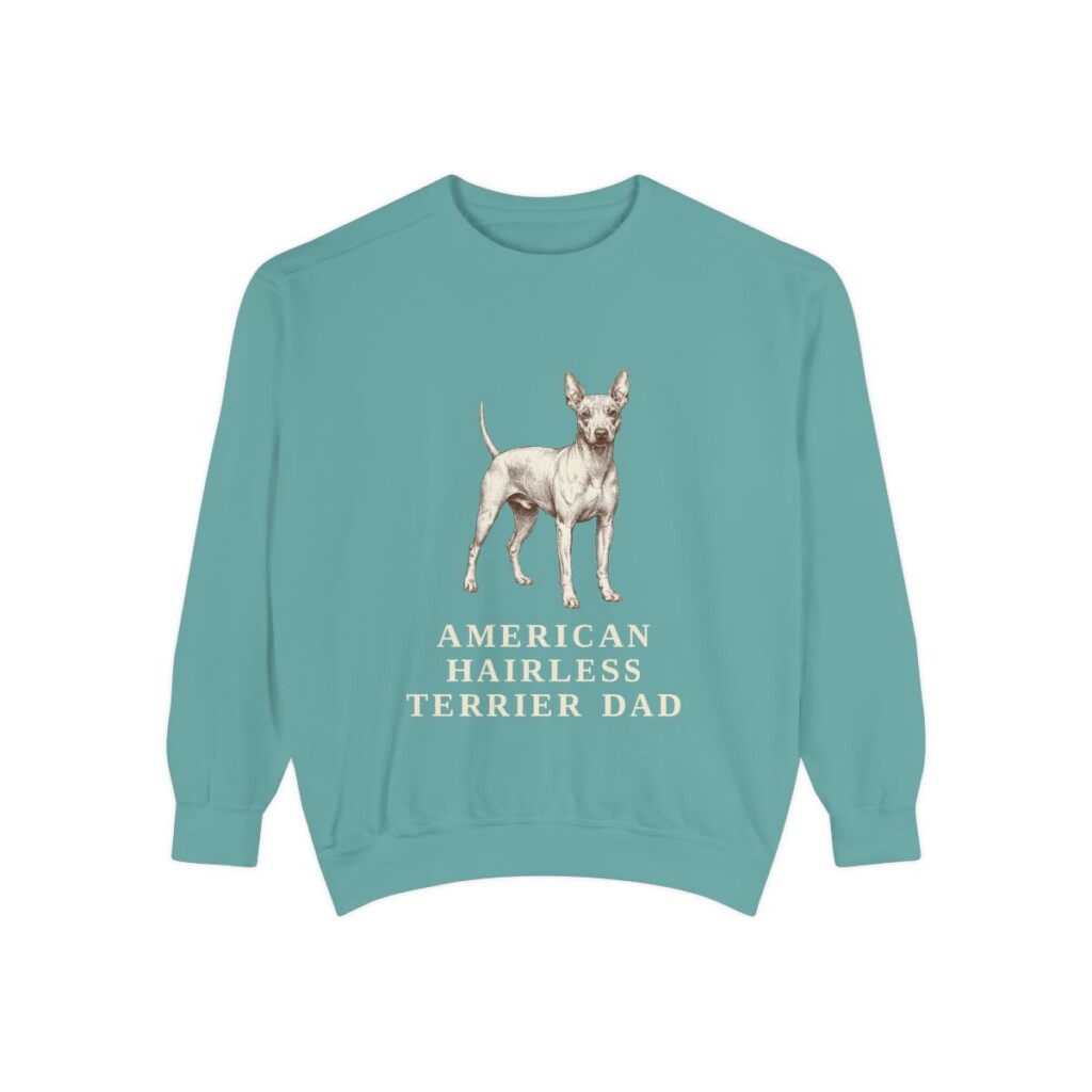 American Hairless Terrier Dad Sweatshirt, Seafoam, front view