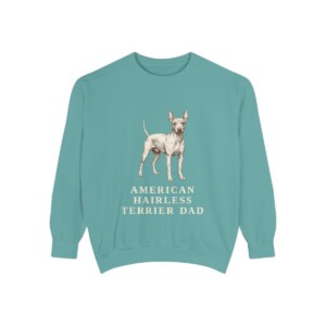 American Hairless Terrier Dad Sweatshirt, Seafoam, front view