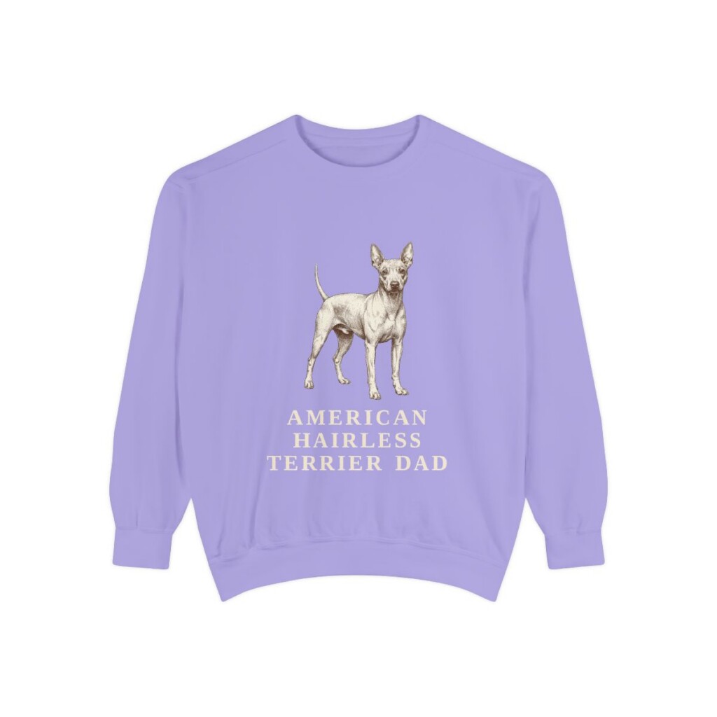 American Hairless Terrier Dad Sweatshirt, Violet, front view