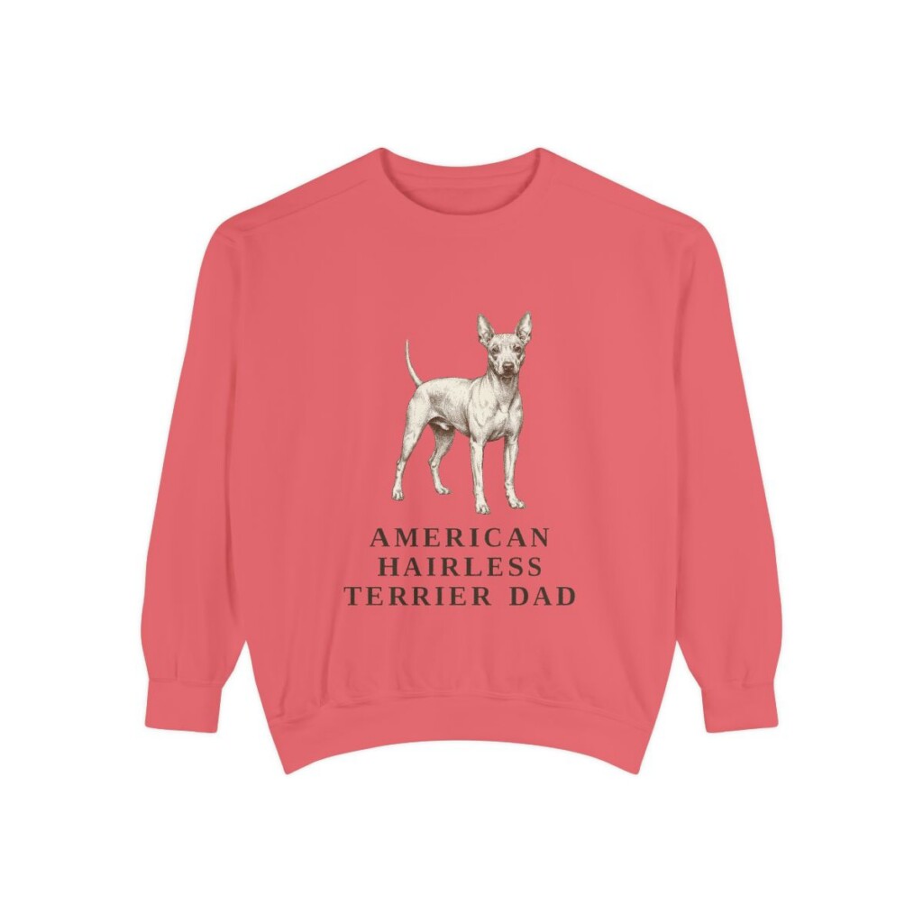 American Hairless Terrier Dad Sweatshirt, Watermelon, front view