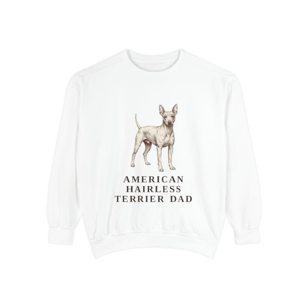 American Hairless Terrier Dad Sweatshirt, White, front view