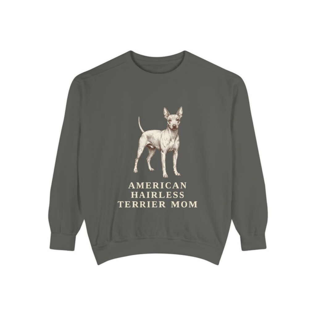 american-hairless-terrier-sweatshirt-mom-pepper American Hairless Terrier Mom Sweatshirt, Pepper, front view