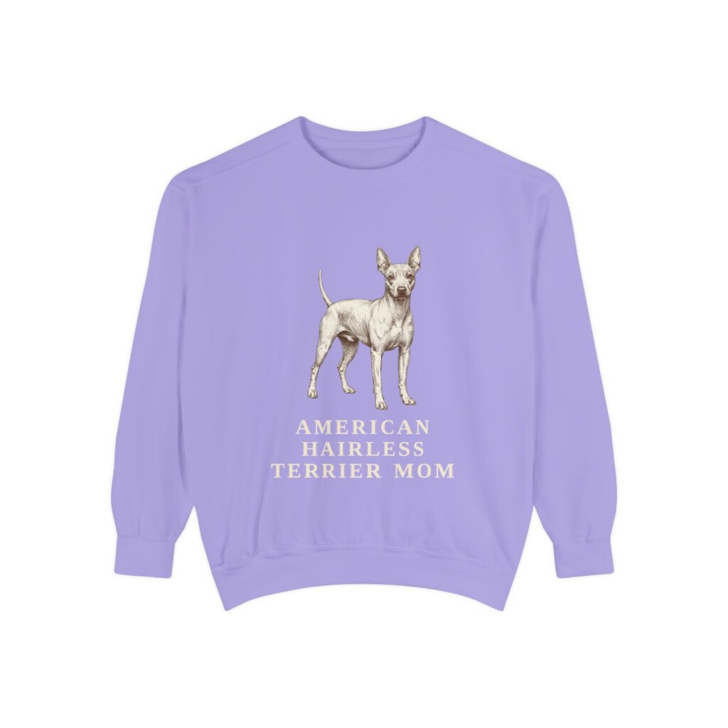 american-hairless-terrier-sweatshirt-mom-violet American Hairless Terrier Mom Sweatshirt, Violet, front view
