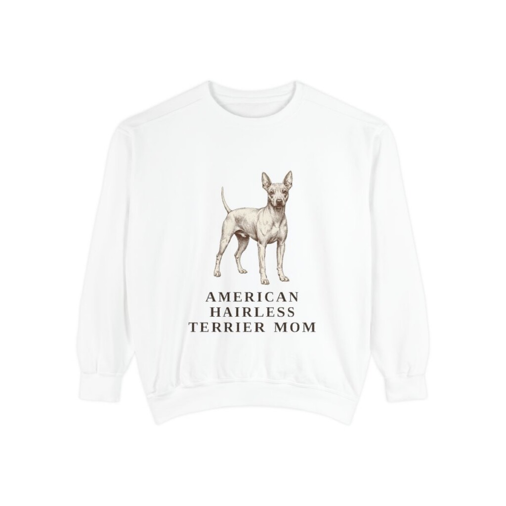 american-hairless-terrier-sweatshirt-mom-white American Hairless Terrier Mom Sweatshirt, White, front view