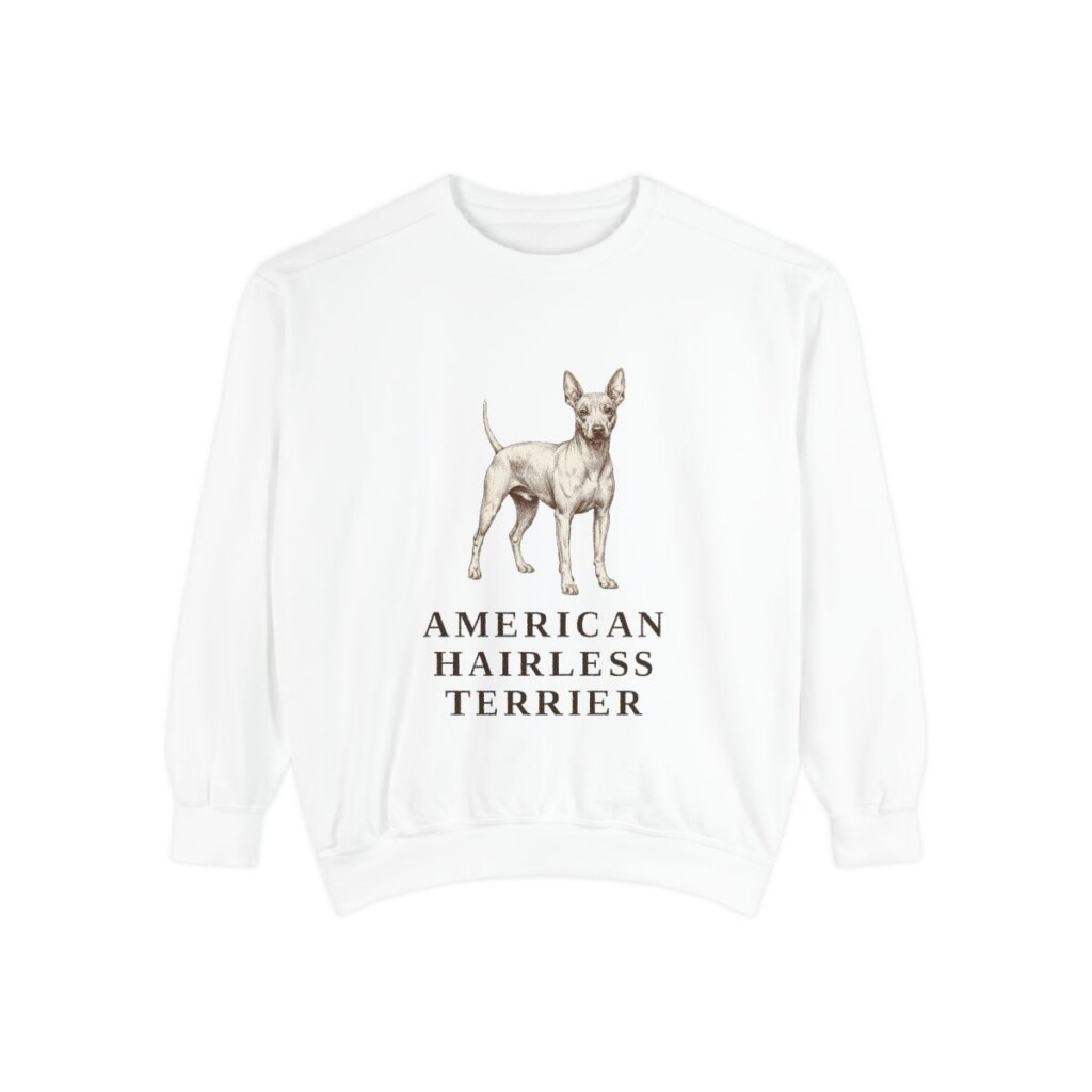 American Hairless Terrier Sweatshirt, White, front view