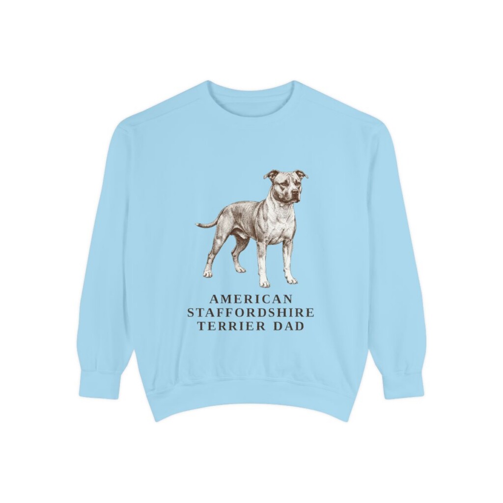 american-staffordshire-terrier-sweatshirt-dad-chambray American Staffordshire Terrier Dad Sweatshirt, Chambray, front view