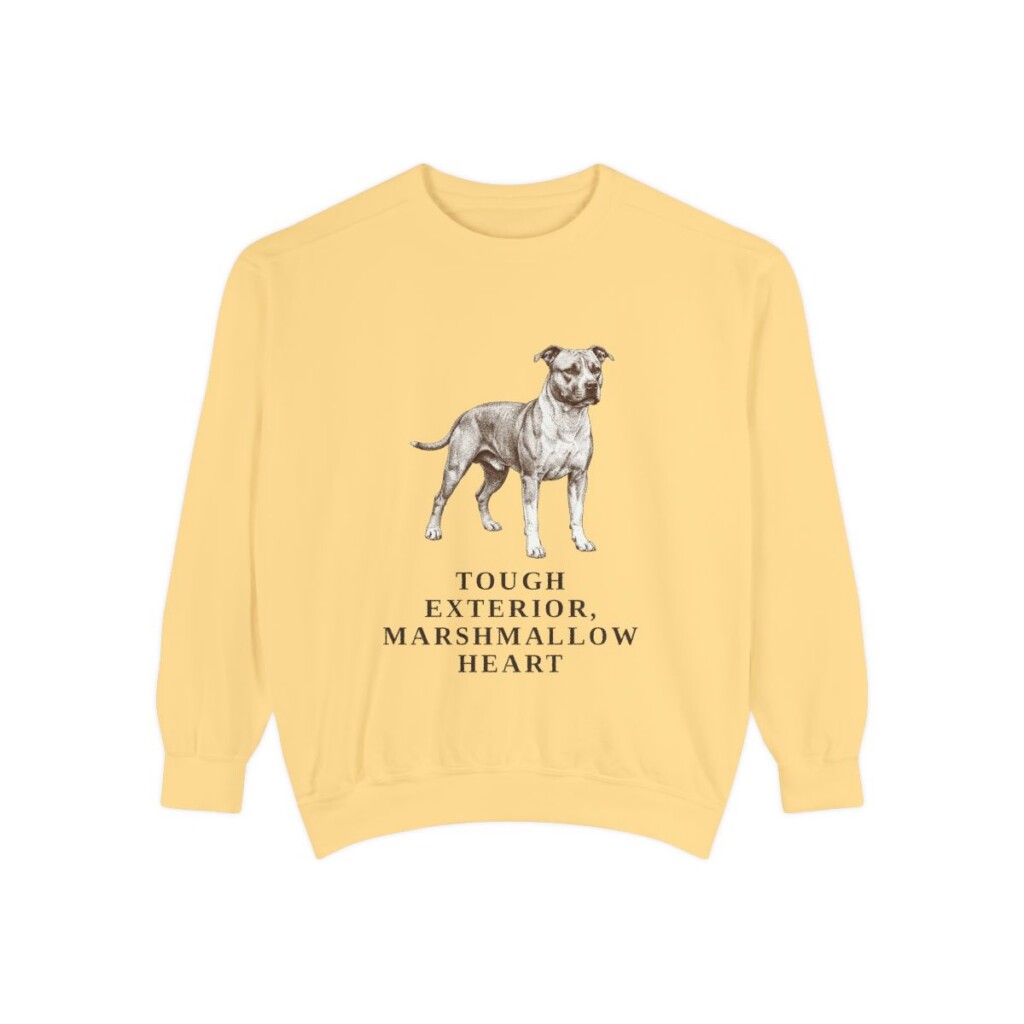 American Staffordshire Terrier Humor Sweatshirt, Butter, front view
