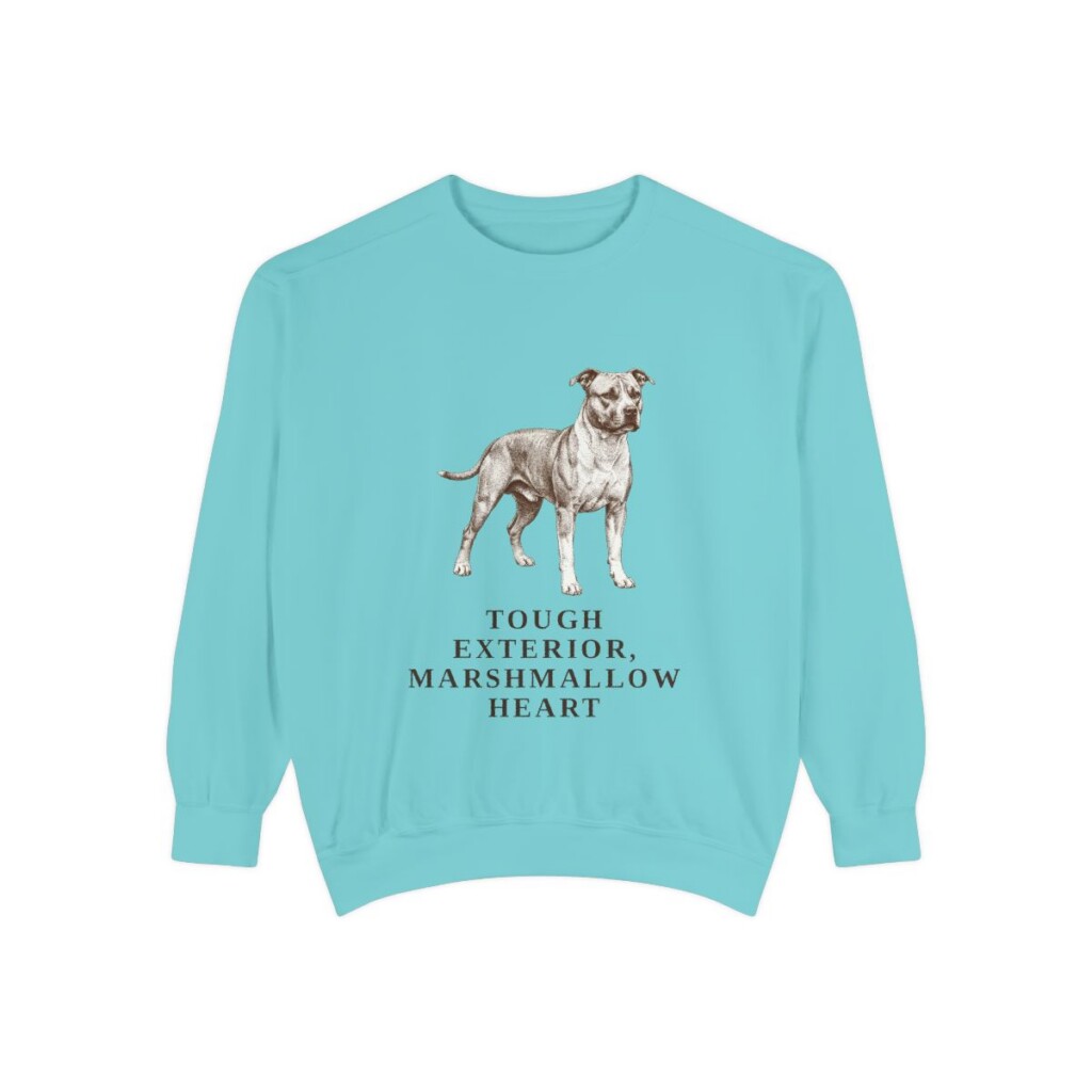 American Staffordshire Terrier Humor Sweatshirt, Chalky Mint, front view