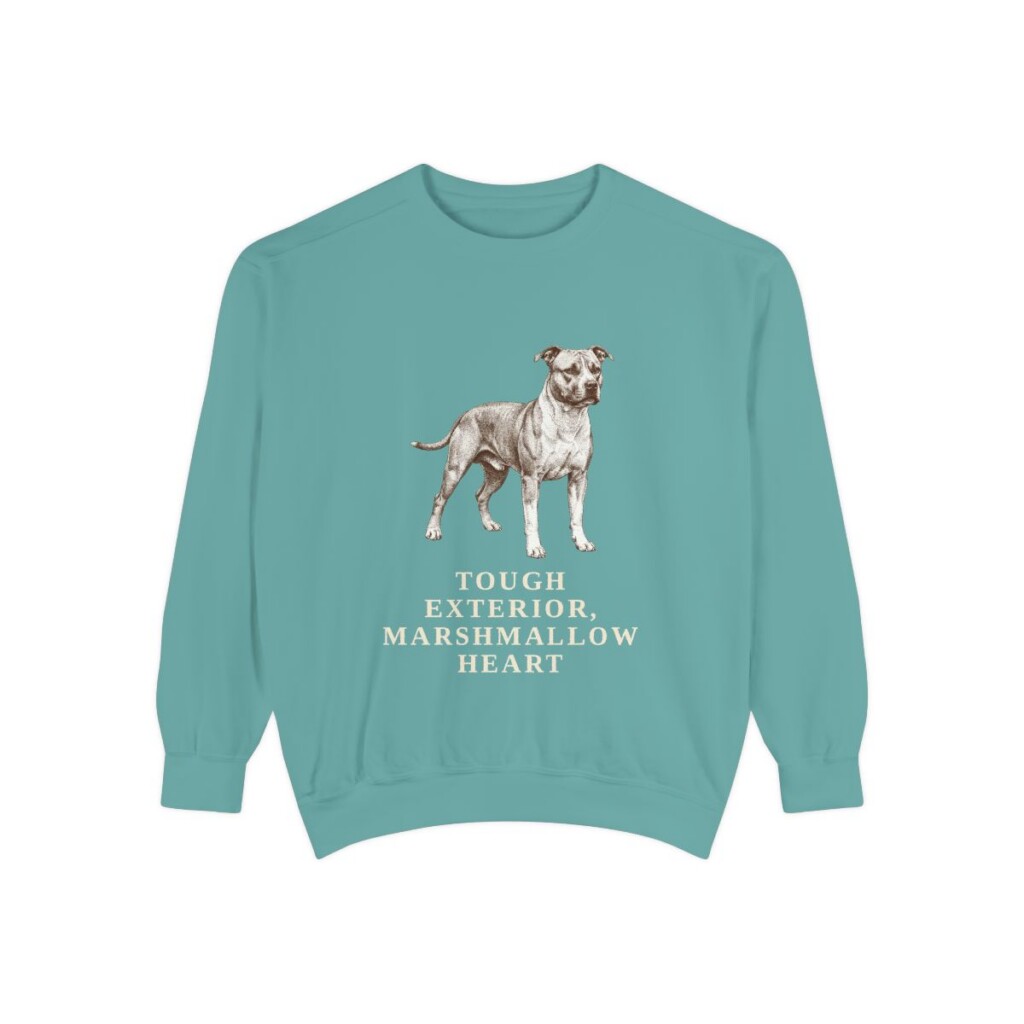 American Staffordshire Terrier Humor Sweatshirt, Seafoam, front view